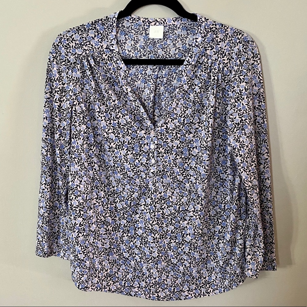 Floral Blouse Shirt with 3/4 Sleeve
